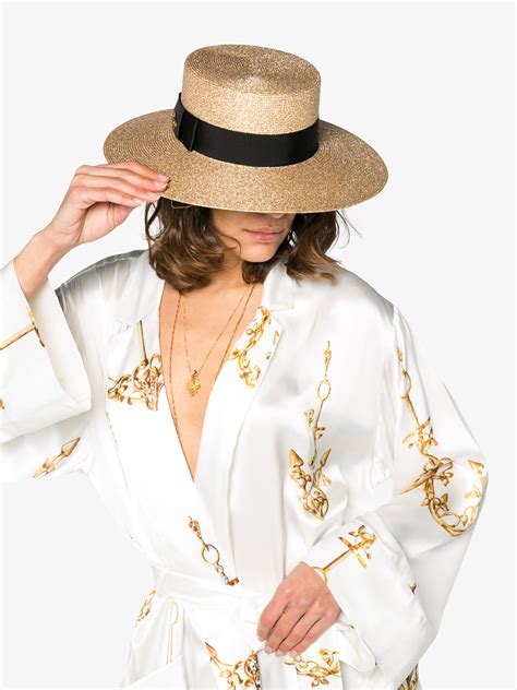 Straw boater hat in Neutral Undefined 